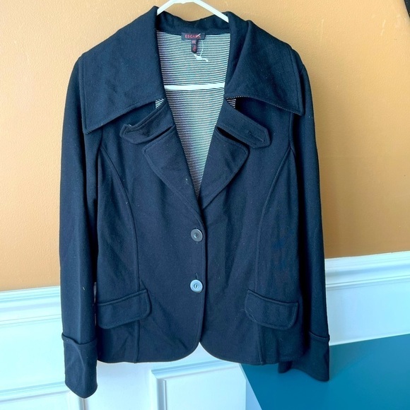Escada Women’s Black Blazer Sweatshirt Size 42 Virgin Wool Silk Cashmere Vintage - Picture 1 of 5